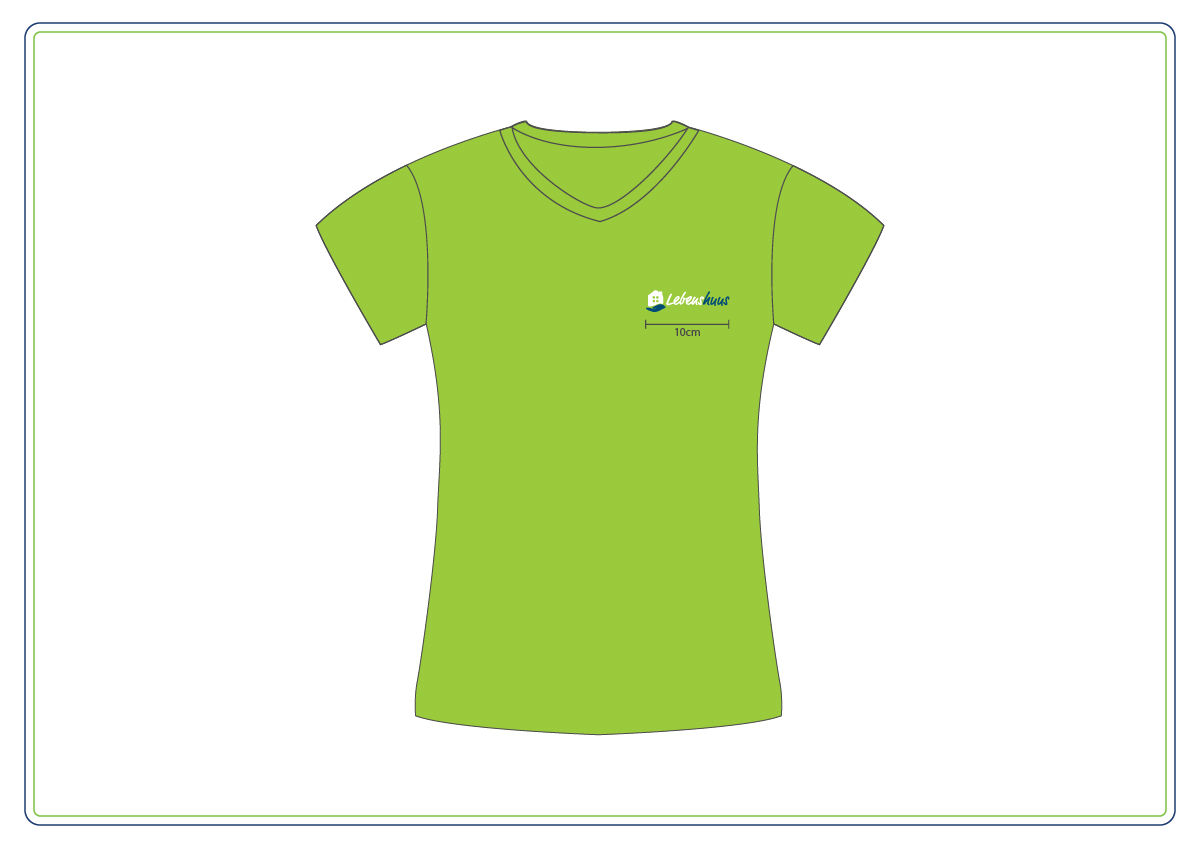 Damen V-Shirt LEBENSHUUS kiwi
