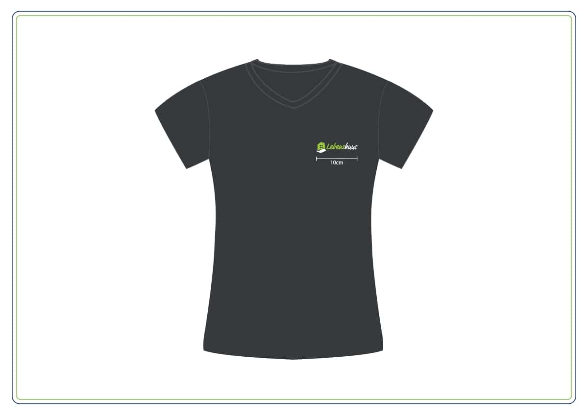 Damen V-Shirt LEBENSHUUS anthrazit